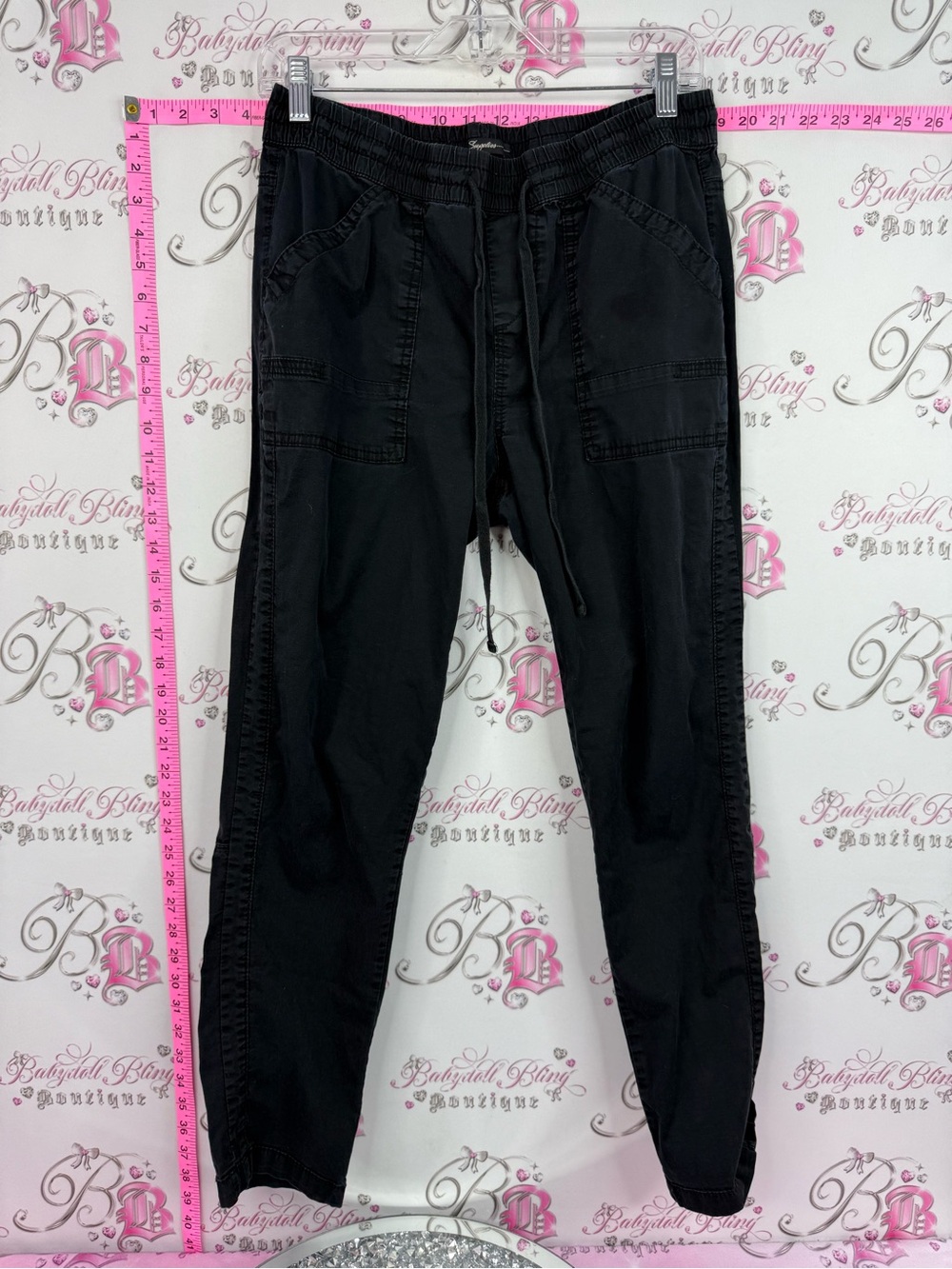 Supplies jogger pants grey black Women's Black Drawstring Jogger Pants